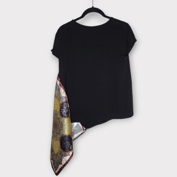 Desigual Womens Asymmetrical Floral Blouse M Graphic Artsy Statement Print Top - Picture 10 of 10